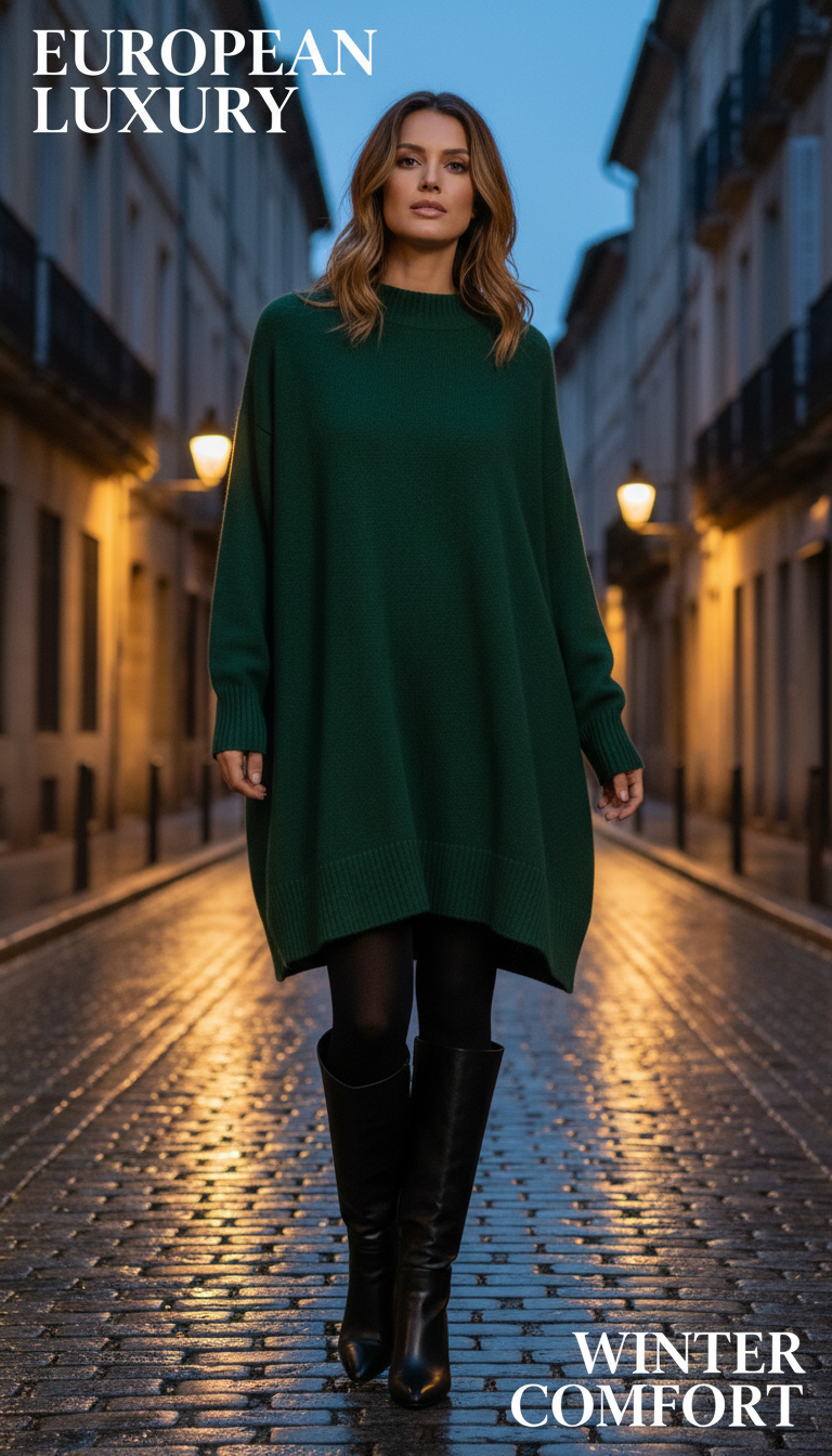 Oversized Sweater Dress & Tights
