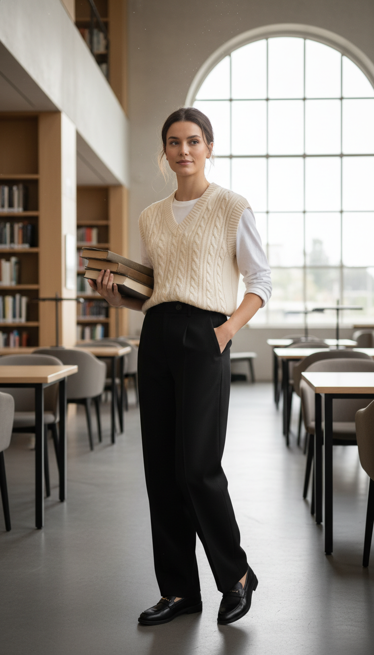 Knitted Vest & Long-Sleeve Tee Layer