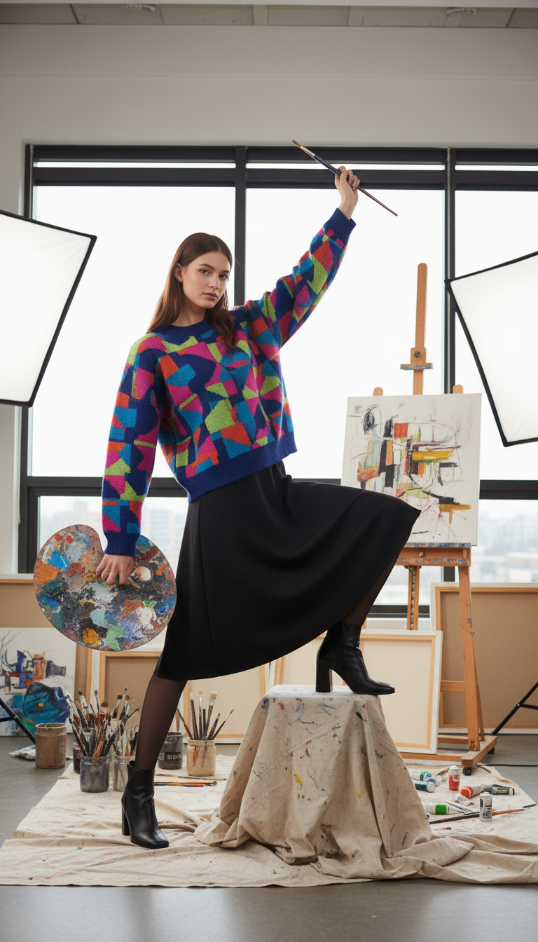 Statement Sweater & Midi Skirt