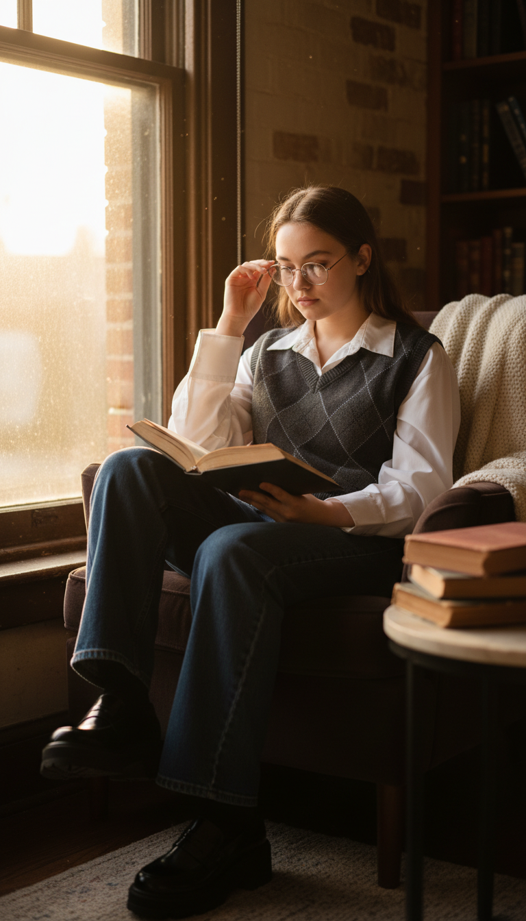 Dark Wash Denim & Sweater Vest