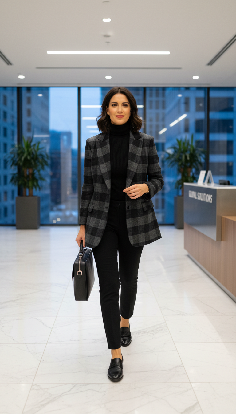 Plaid Perfection with a Blazer
