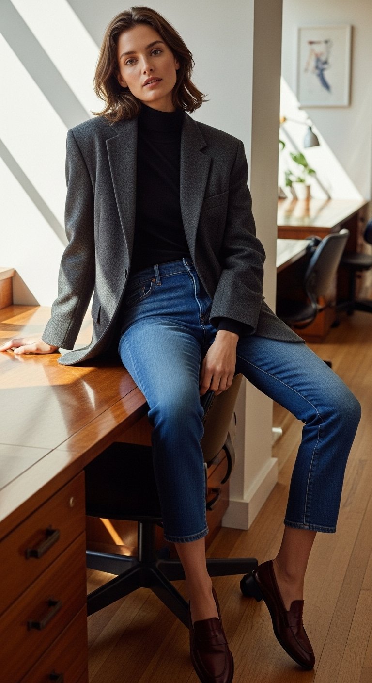 Layered Turtleneck & Structured Blazer