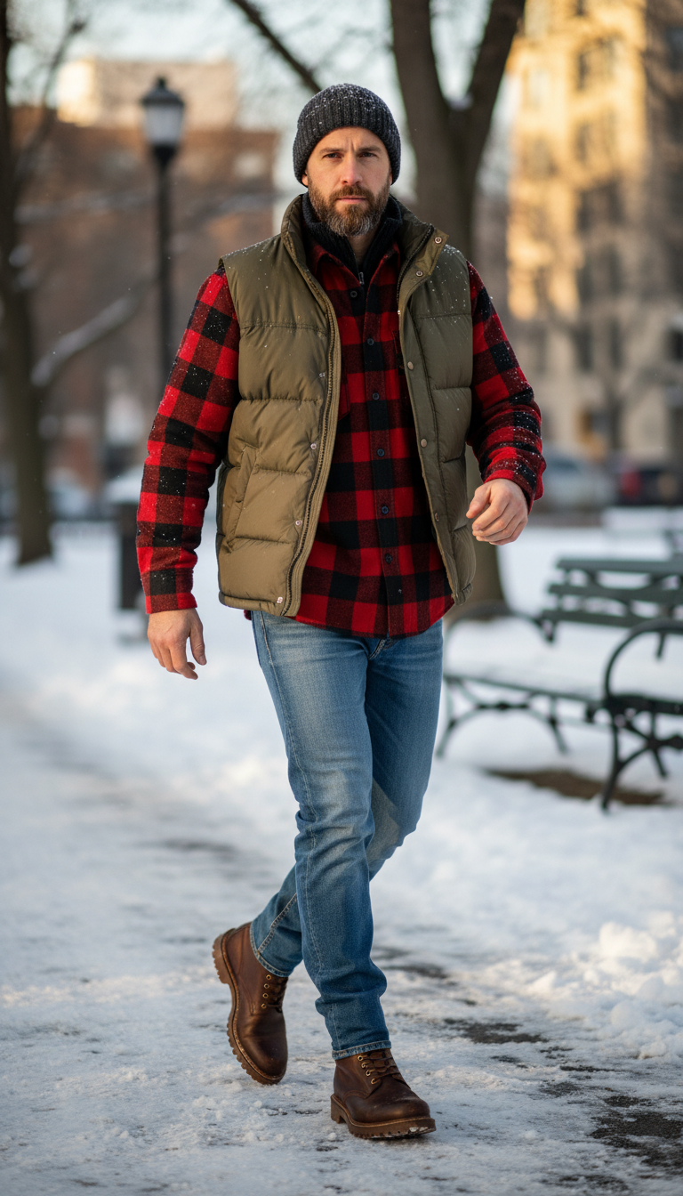 Urban Explorer: Puffer Vest & Flannel