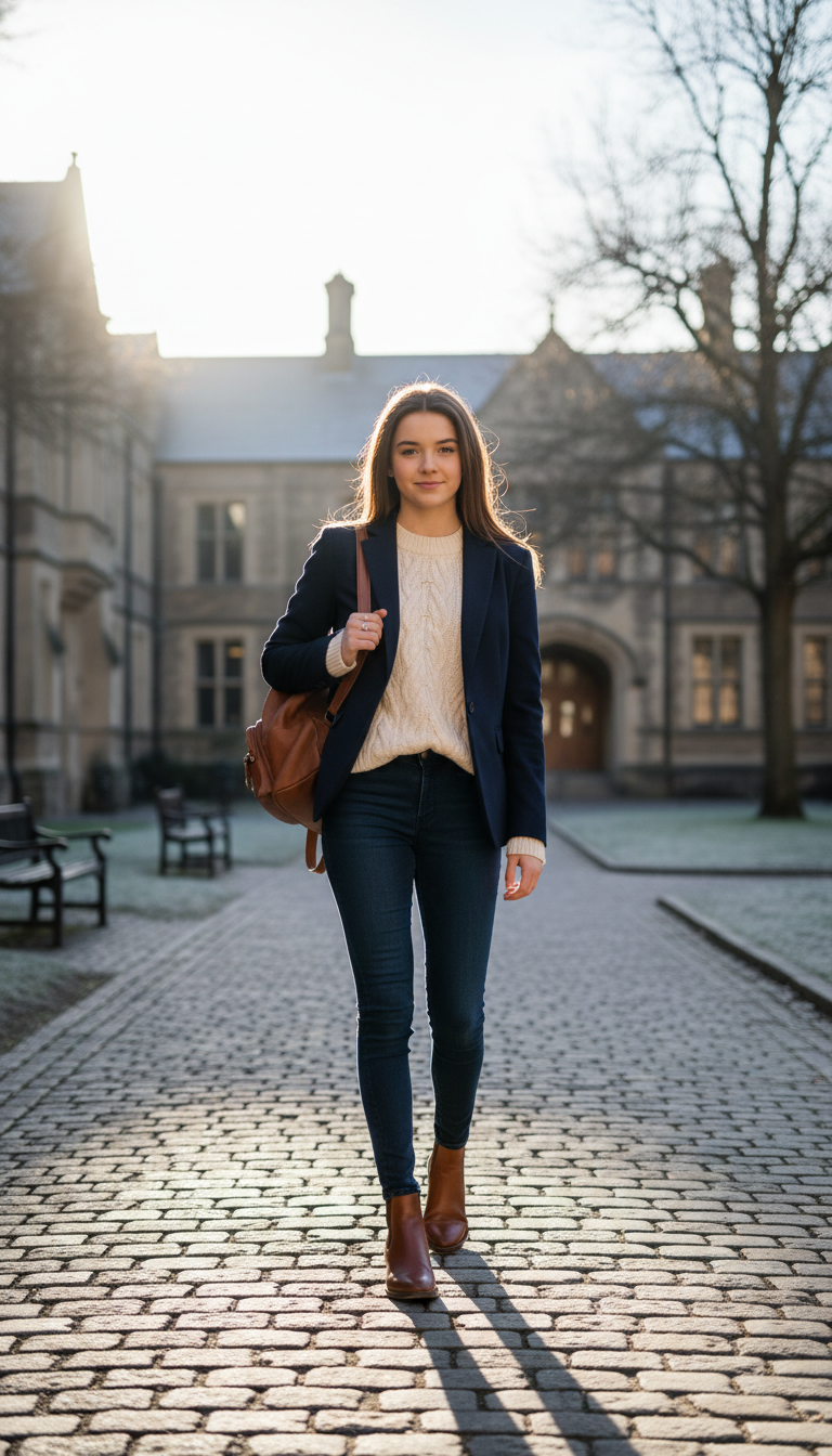 Smart Casual Blazer, Chunky Knit & Dark Jeans