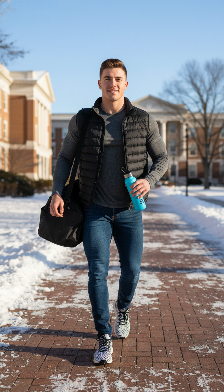 Puffer Vest & Long-Sleeve Sporty