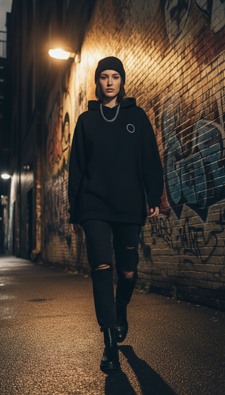 Graphic Hoodie, Black Jeans & Chelsea Boots