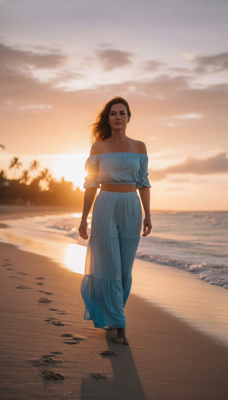 Tiered Wide-Leg Pants