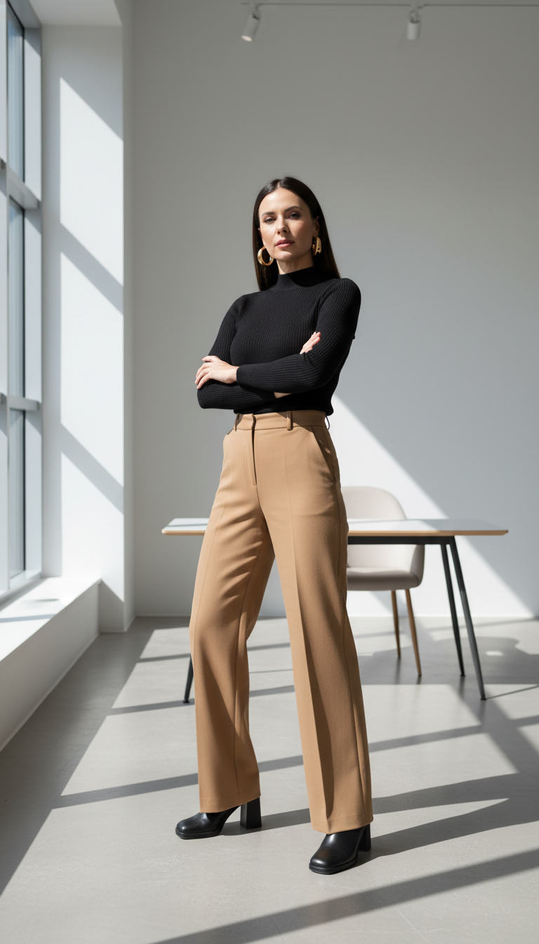 Wide-Leg Trousers & Fitted Top