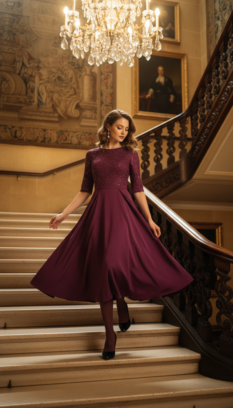 Embellished Midi Dress & Opaque Tights