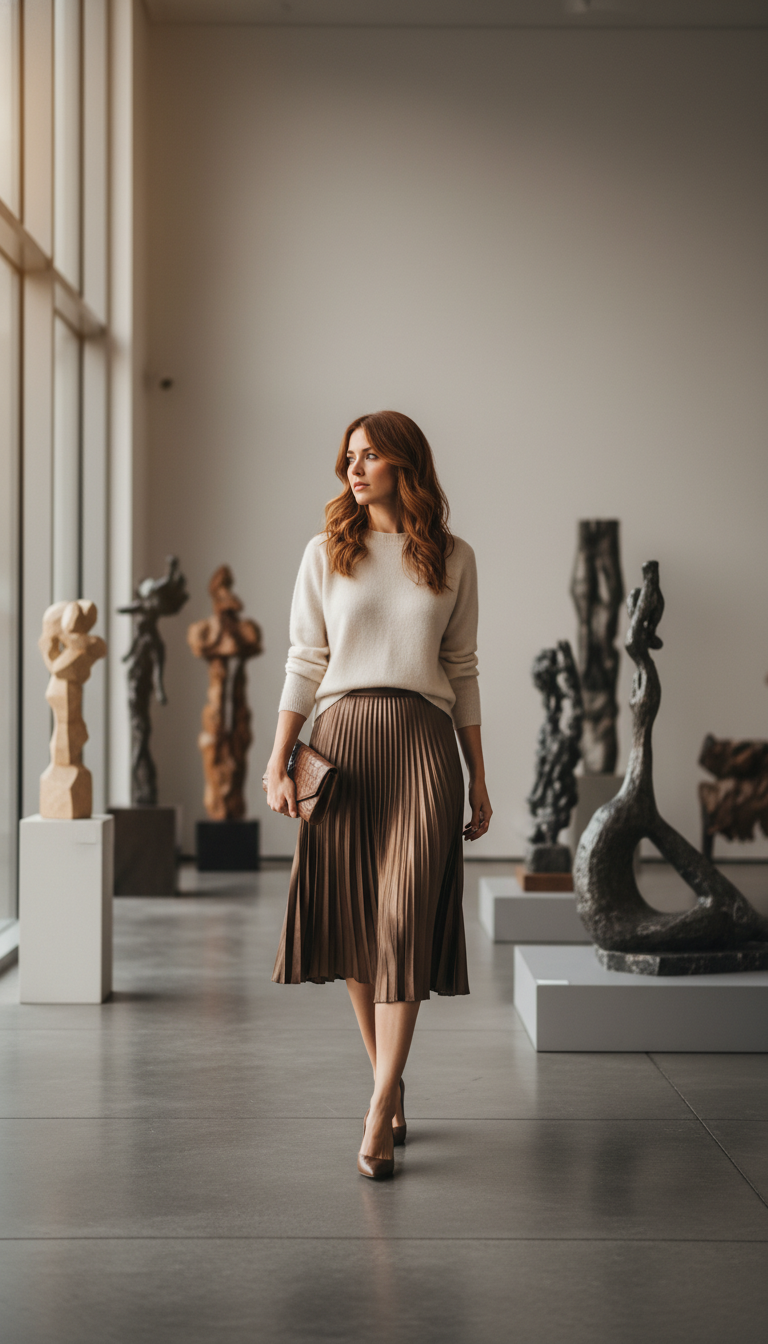 Cozy Cashmere Sweater & Pleated Skirt