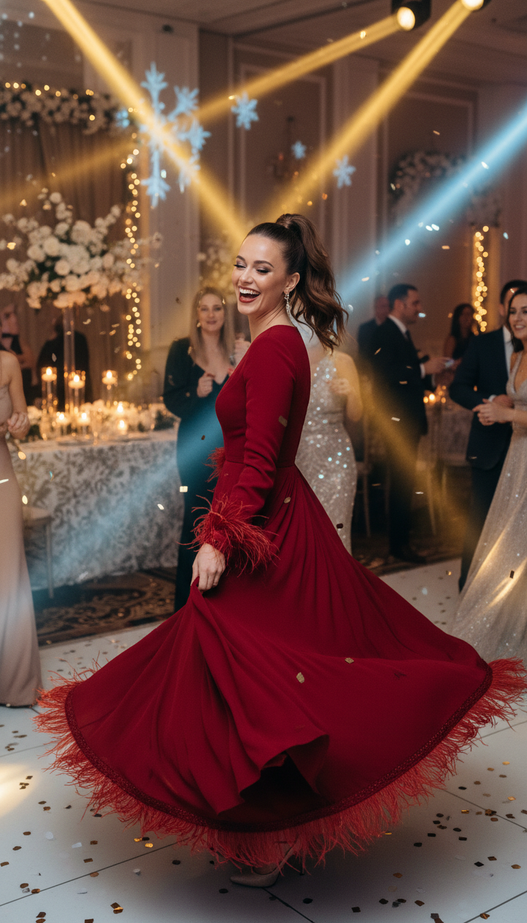 Playful Feather-Trimmed Cocktail Dress