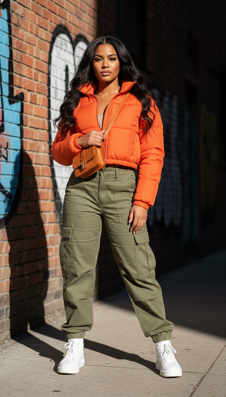 Cargo Pants & Cropped Puffer