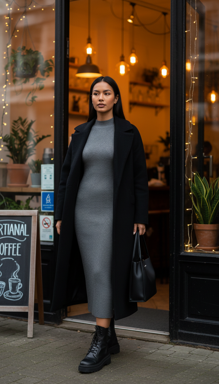 Knit Dress & Chunky Boots