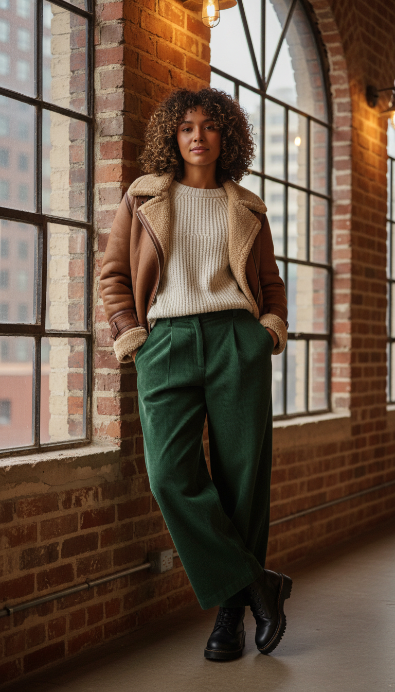 Corduroy Pants & Shearling Jacket