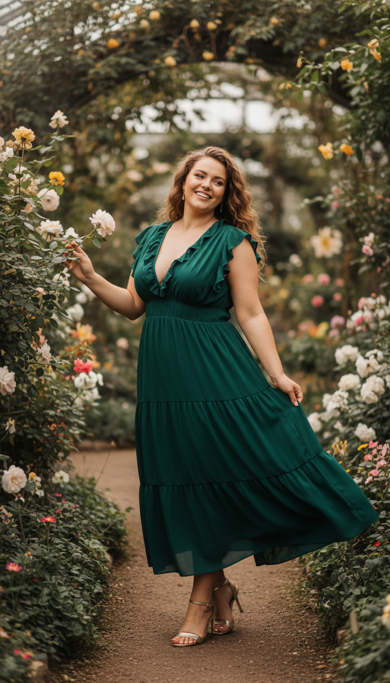 Ruffle Detail Midi Dress