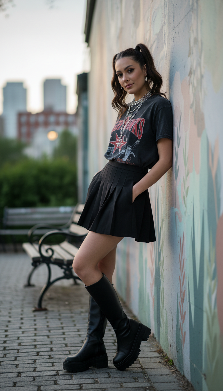 Mini Skirt & Graphic Tee Power