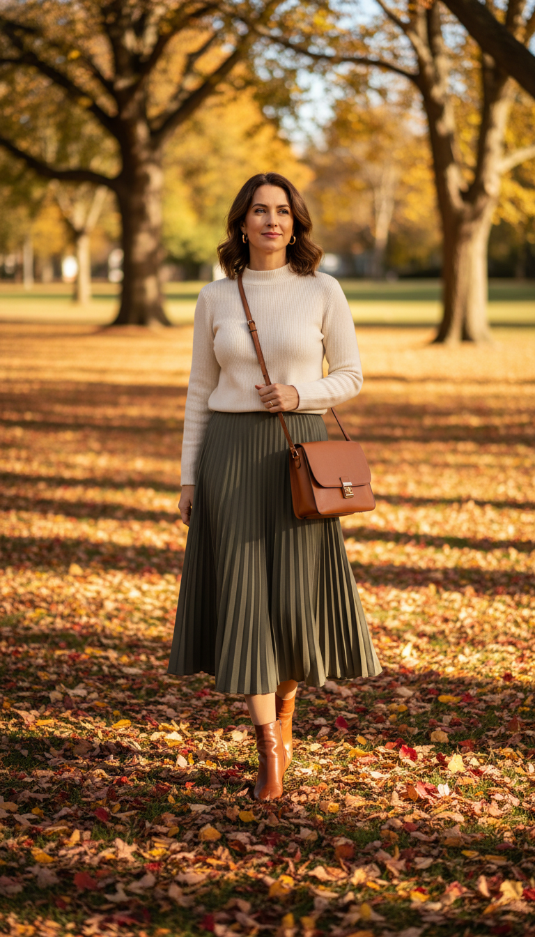 Pleated Skirt & Fine Gauge Knit