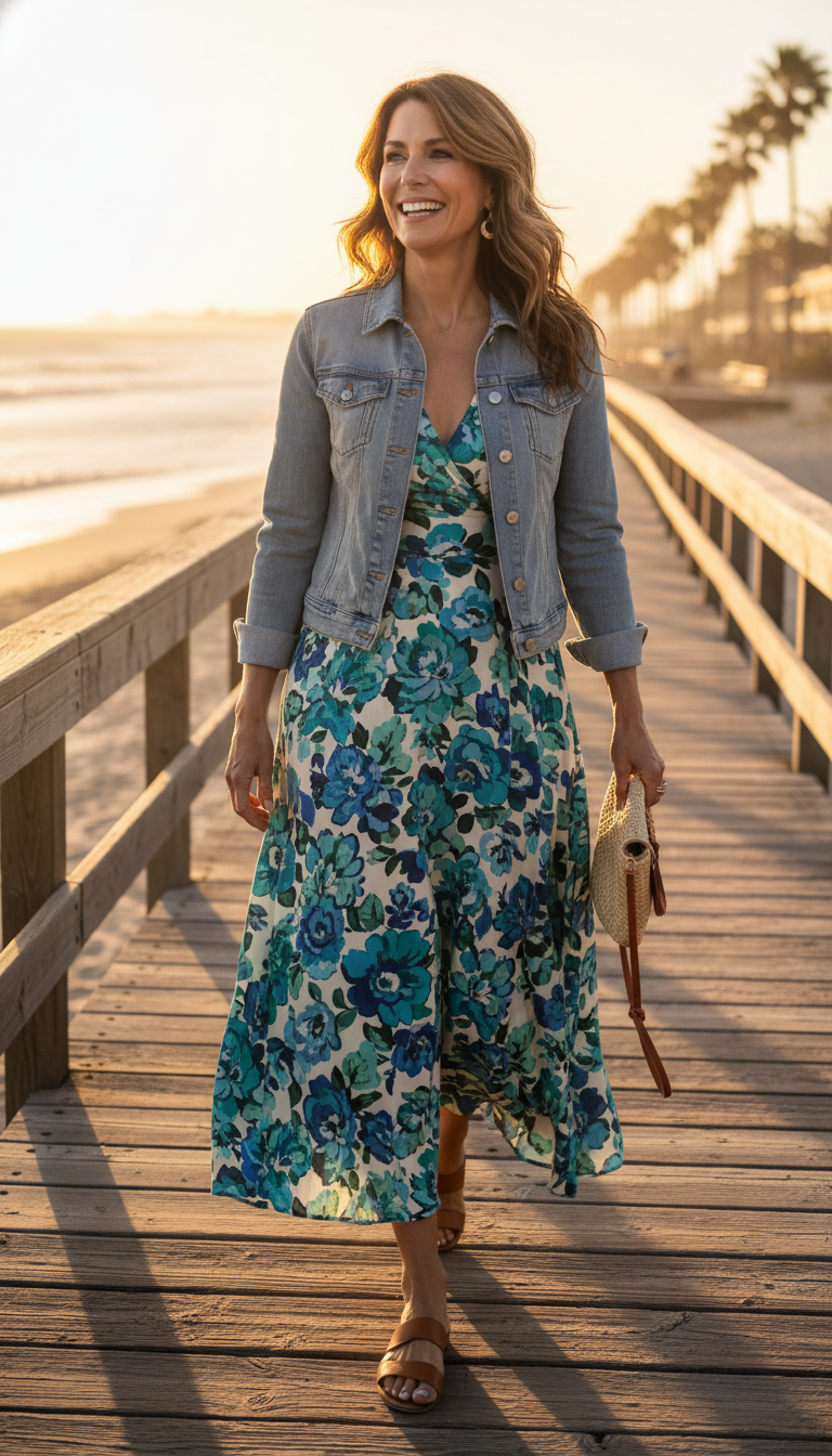 Maxi Dress & Denim Jacket