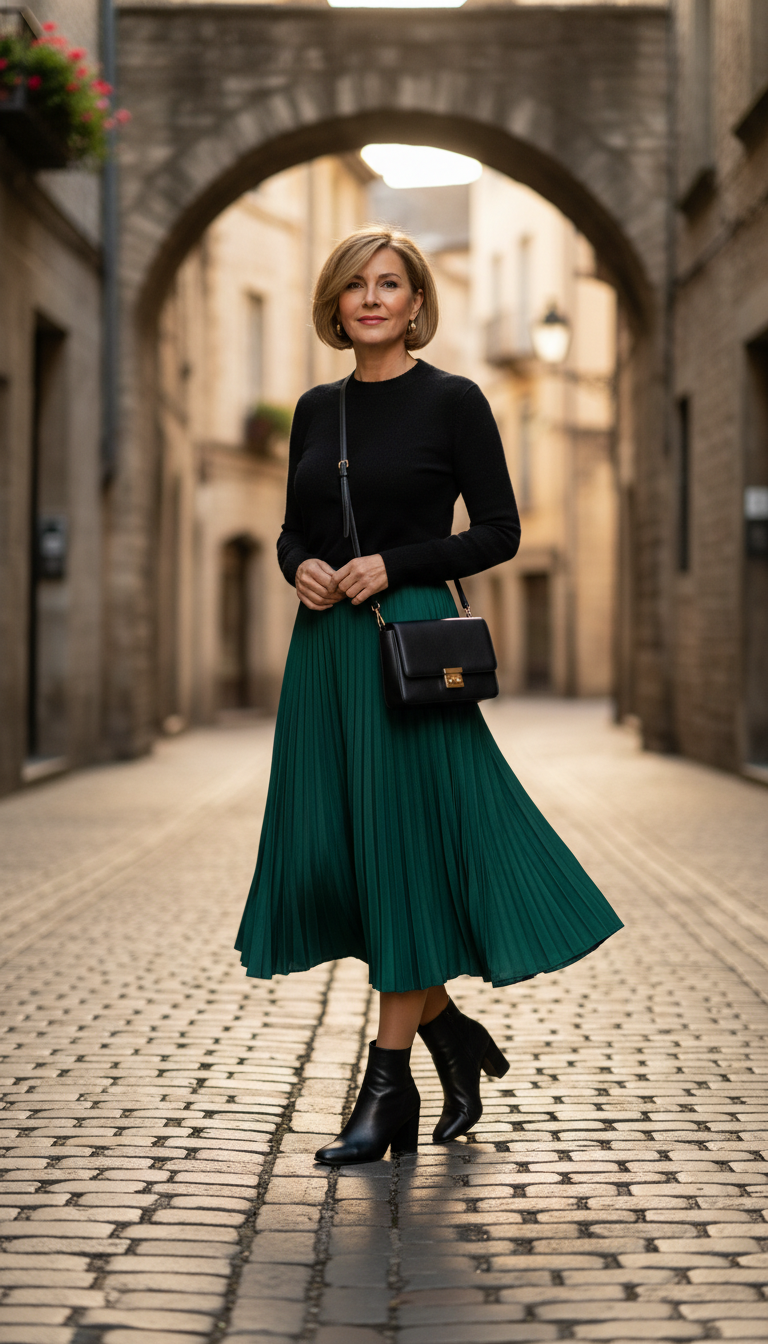 Midi Skirt & Fitted Sweater