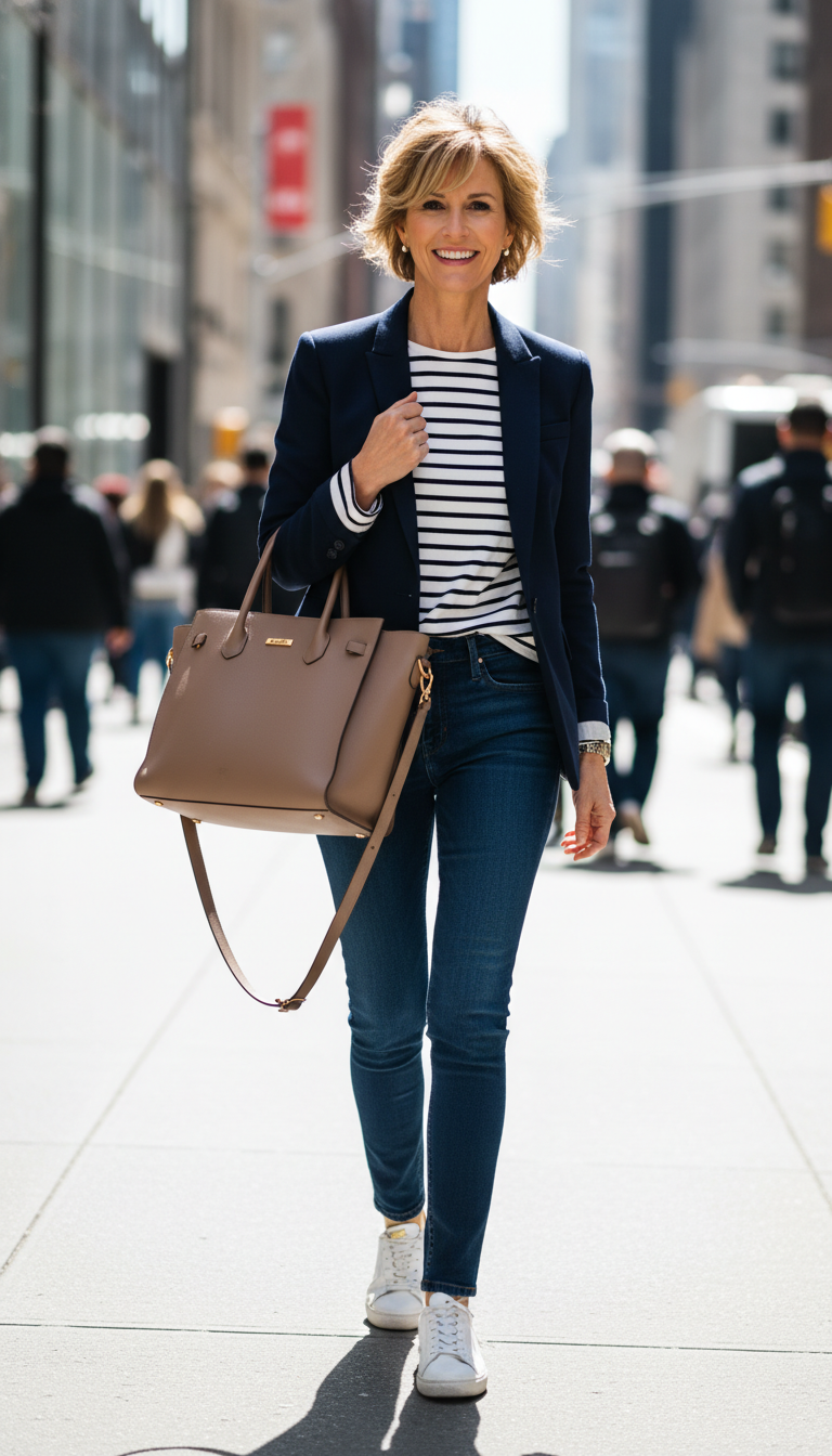 Blazer & Striped Tee Combo