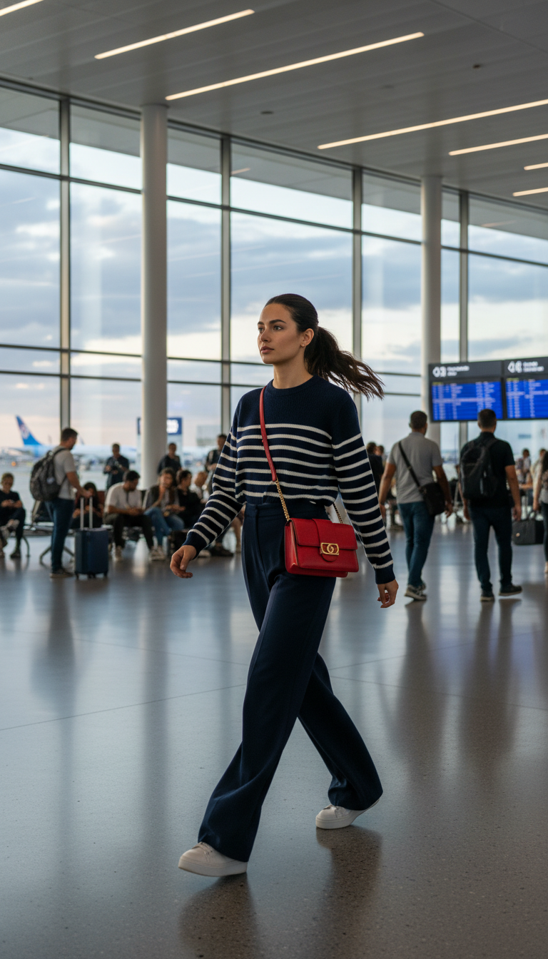 Striped Sweater & Wide-Leg Pants