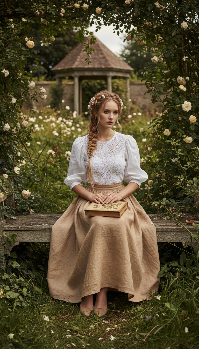 Linen Skirt & Blouse Ensemble