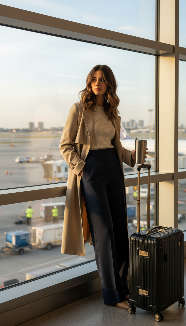 Wide-Leg Pants & Knit Top