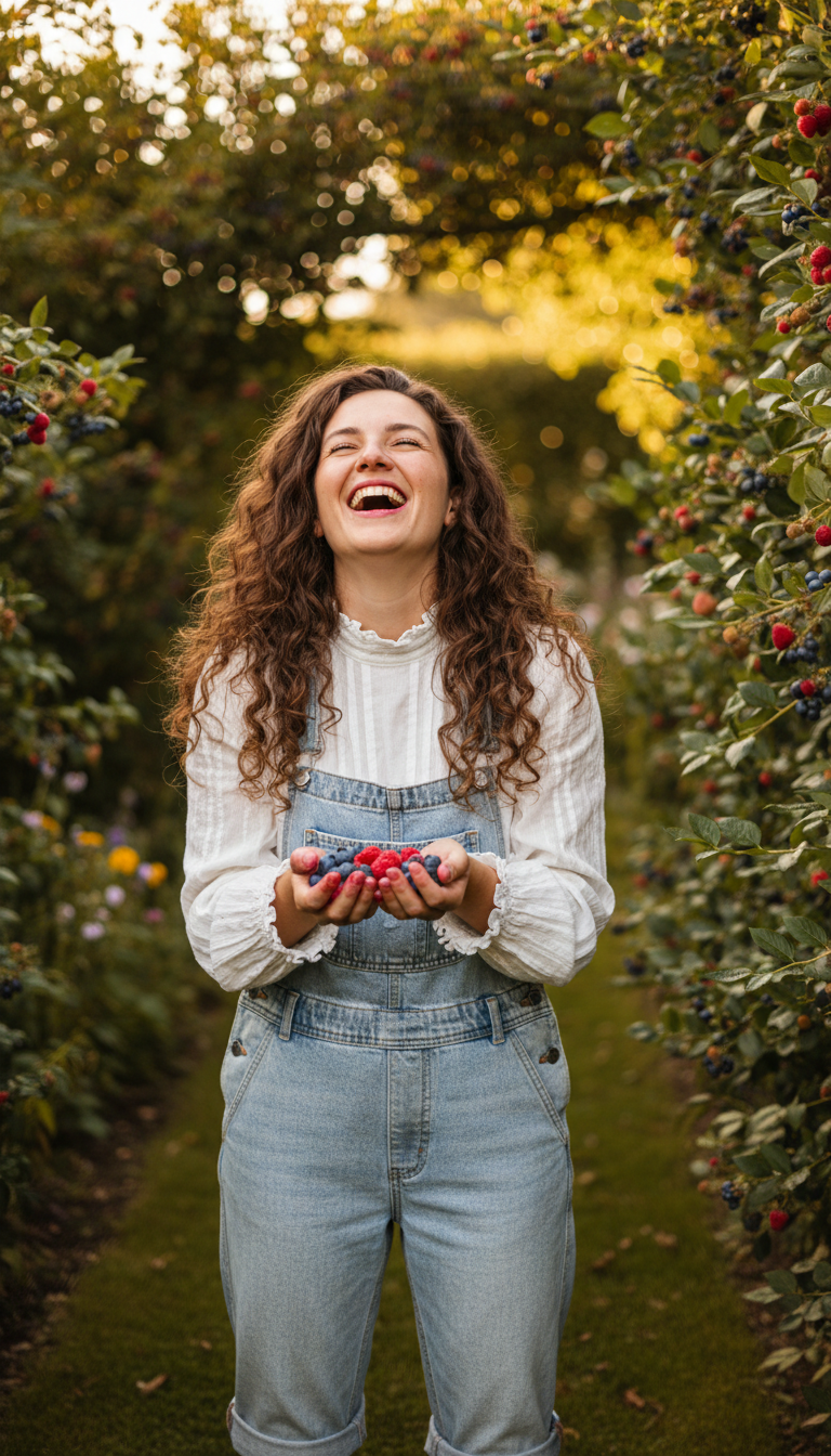 Overalls with a Ruffled Blouse