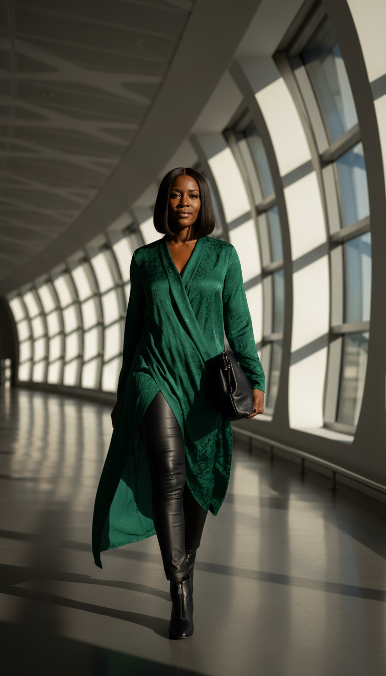 Elegant Tunic & Faux Leather Leggings