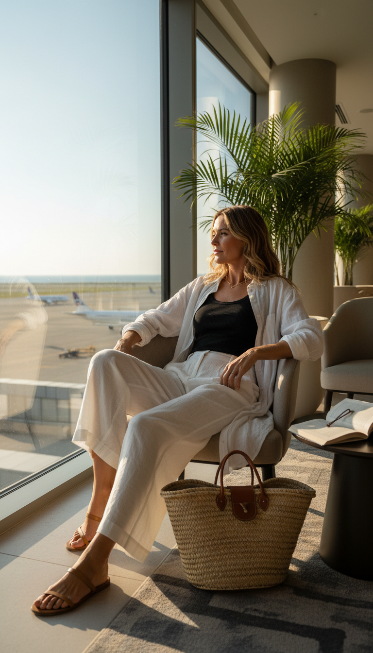 Linen Blend Pants & Open Shirt