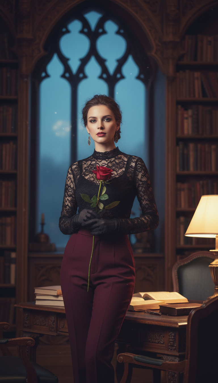 Romantic Lace & Tailored Trousers