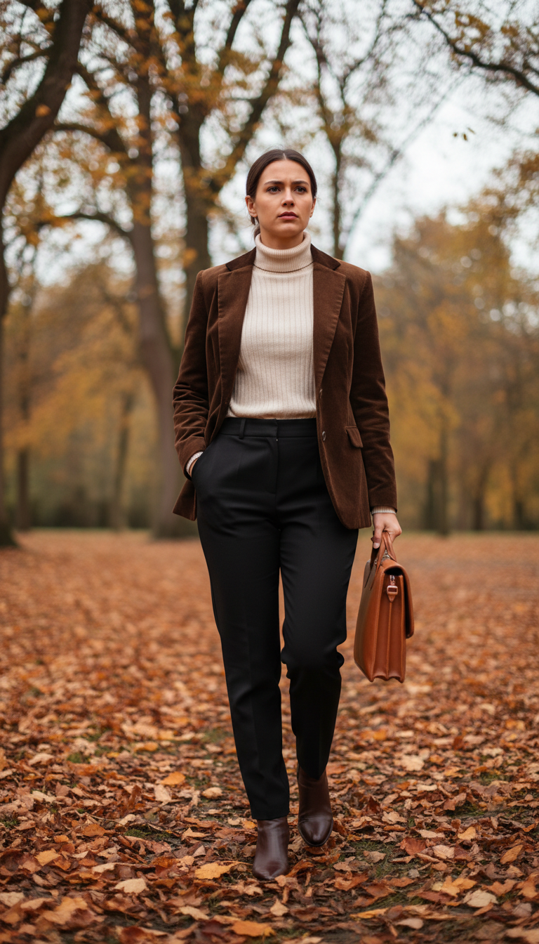 Corduroy Blazer & Dark Trousers