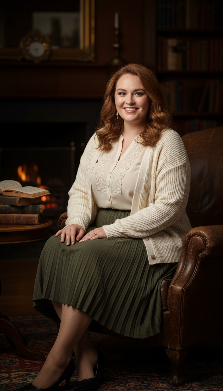 Chic Pleated Skirt & Cozy Cardigan