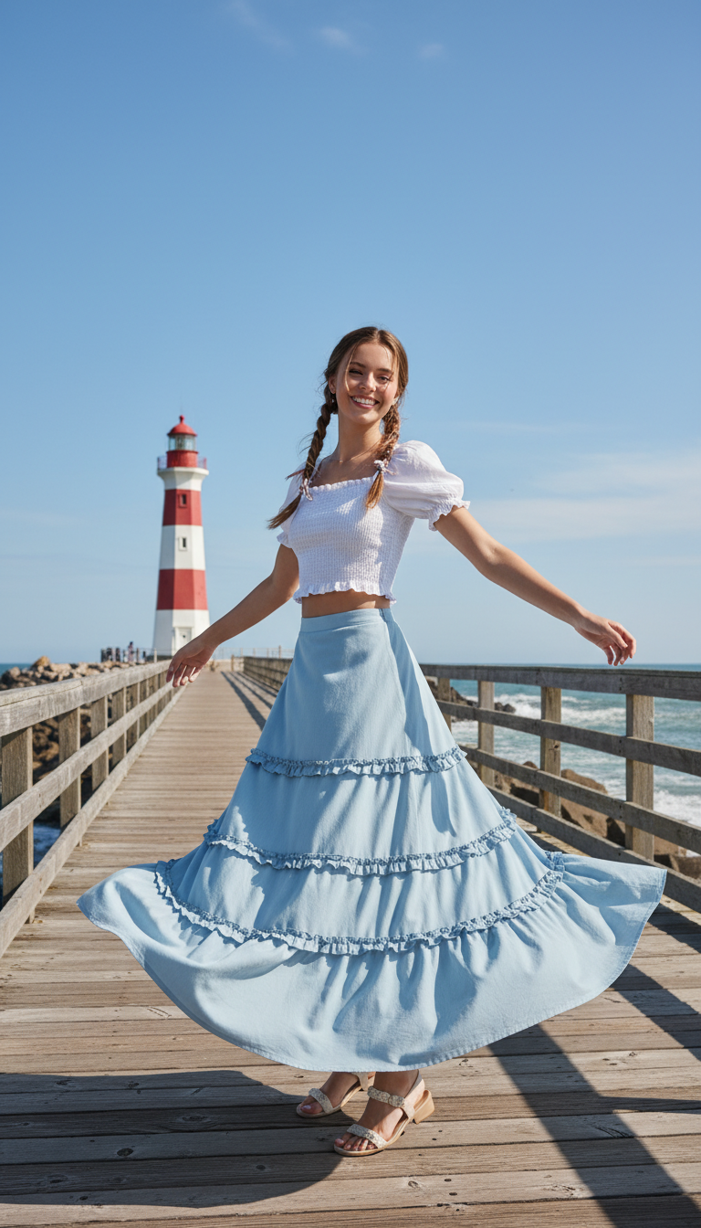 Tiered Ruffle Skirt & Cropped Top