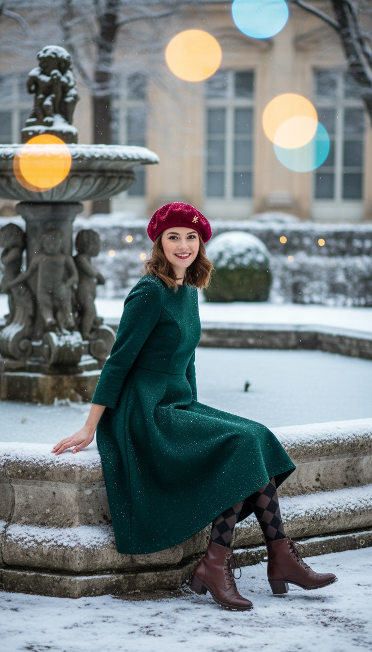 Patterned Tights & Booted Style