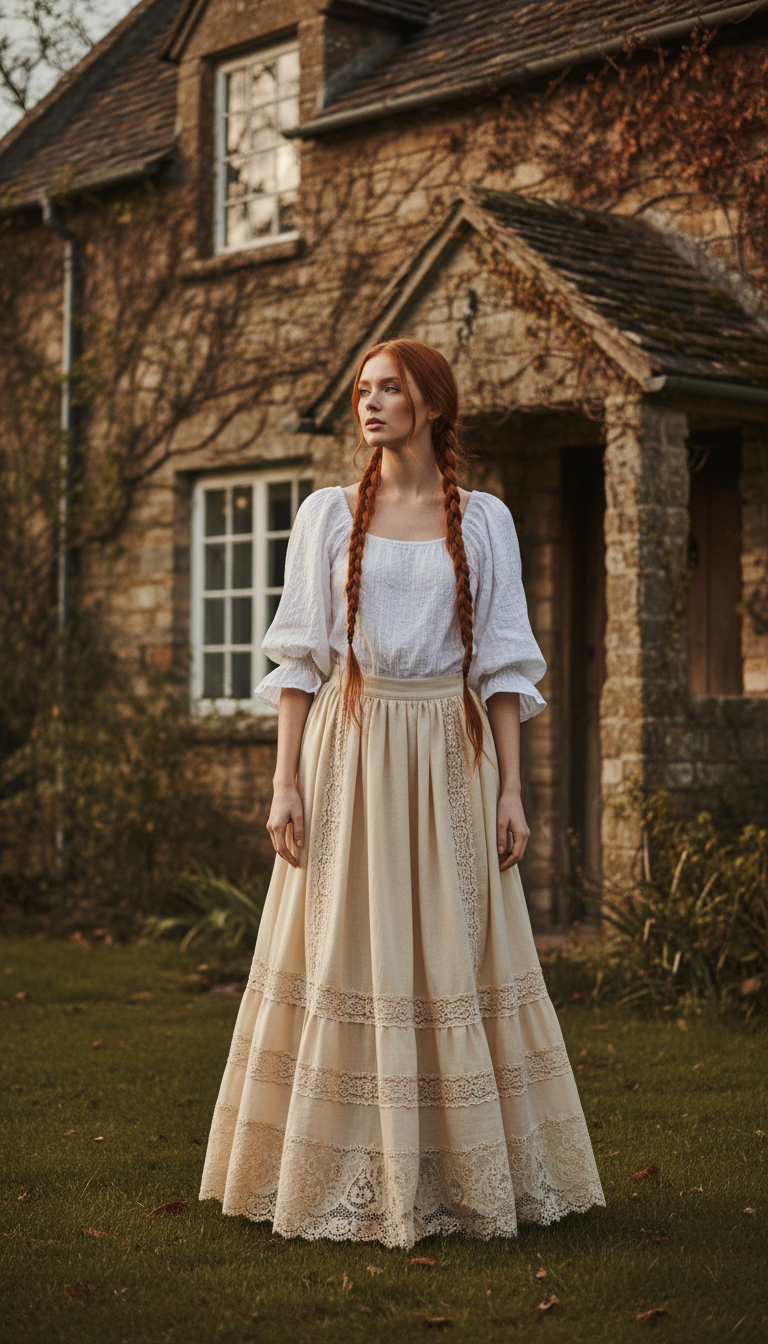 Prairie Skirt with Puffy Sleeve Blouse