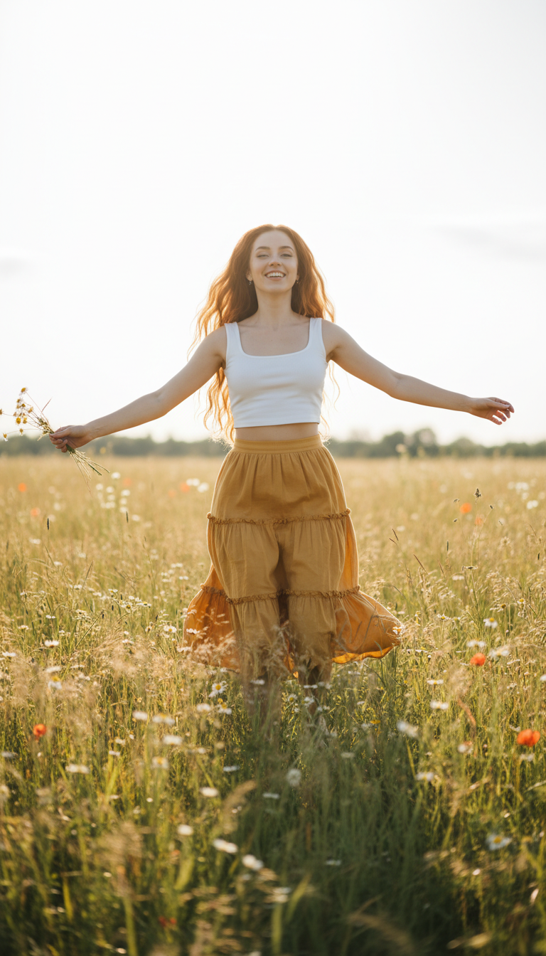 Tiered Ruffle Skirt with a Crop Top