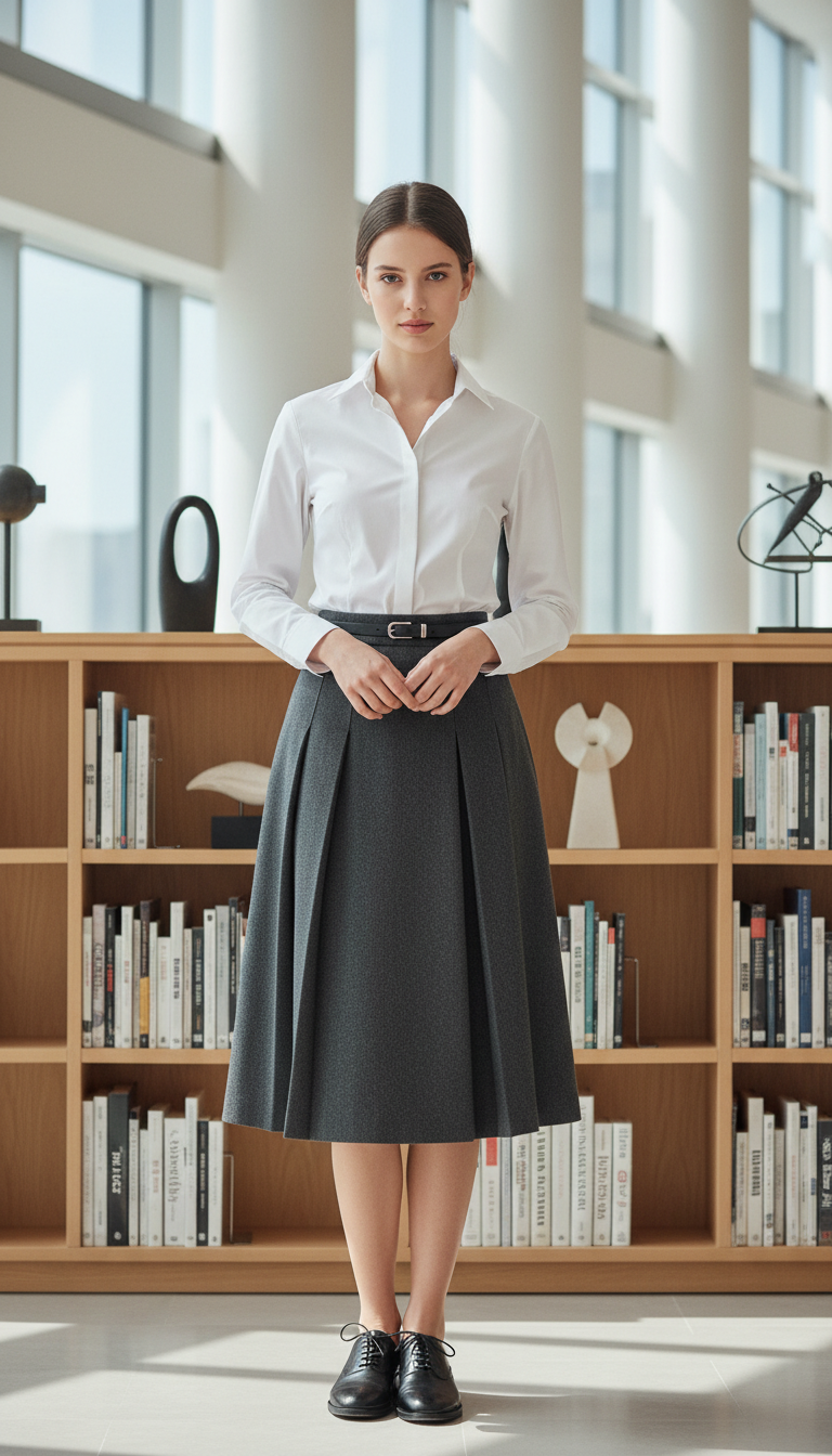 Button-Down & Pleated Skirt