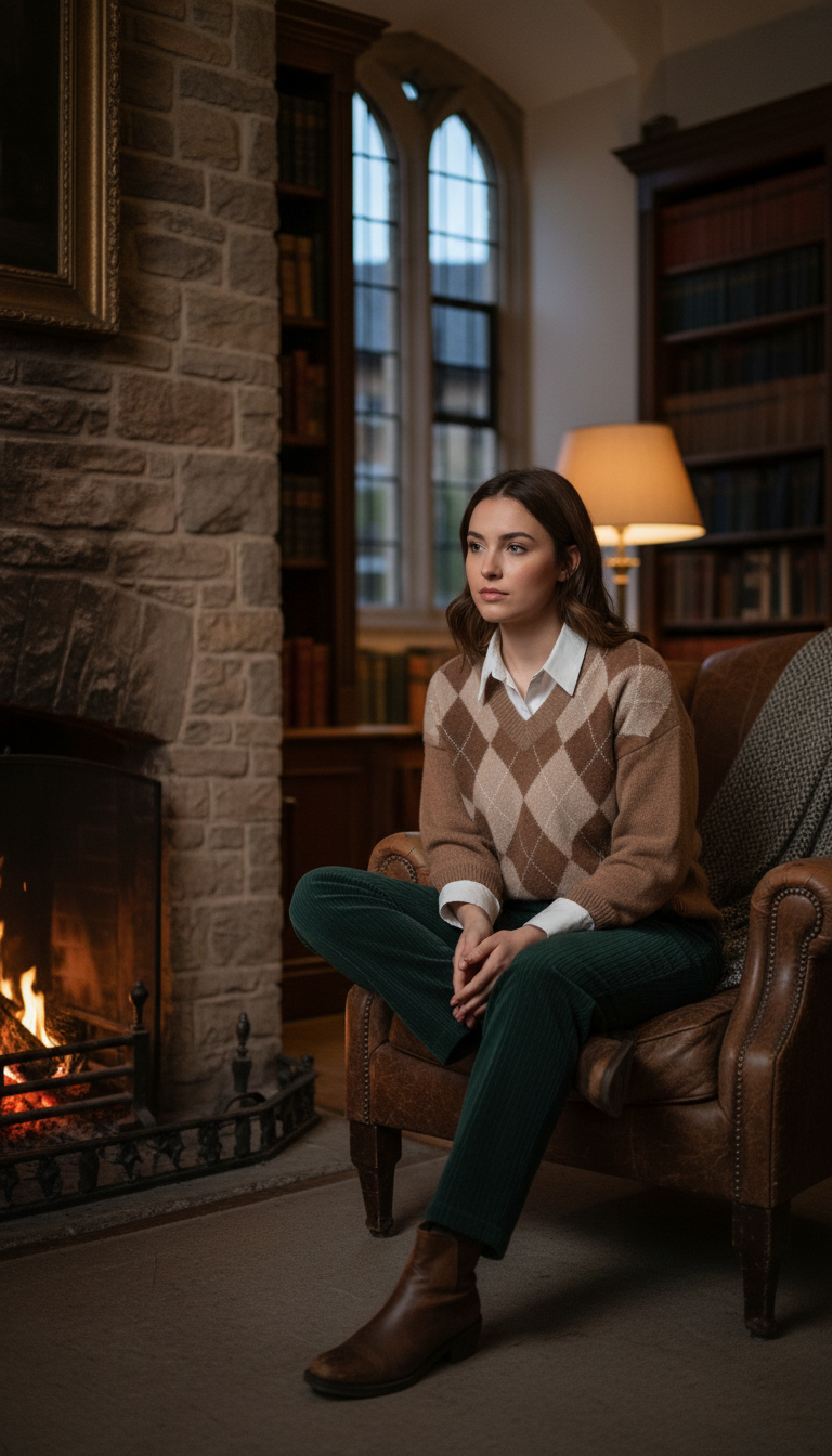 Argyle Sweater & Corduroy Pants