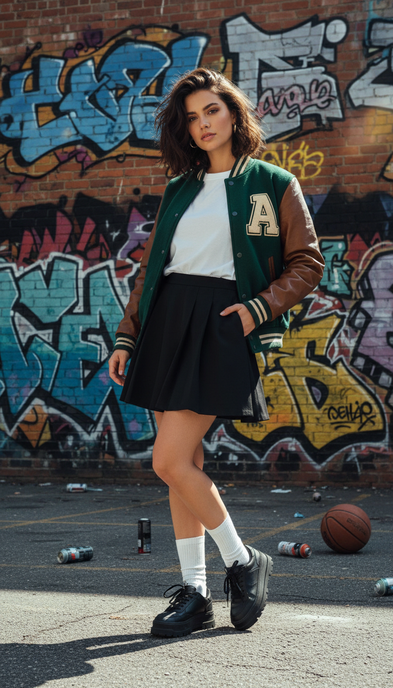 Varsity Jacket & Skater Skirt