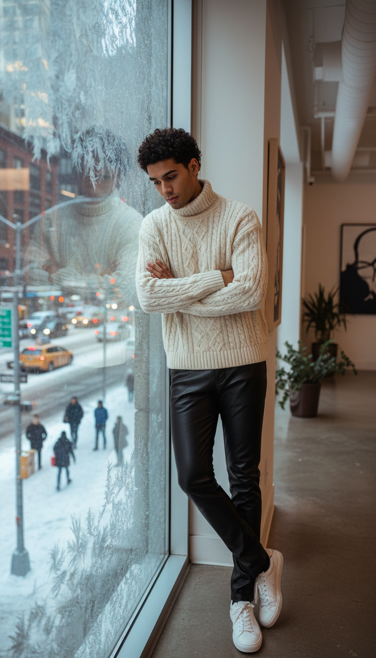 Knitwear & Leather Combo