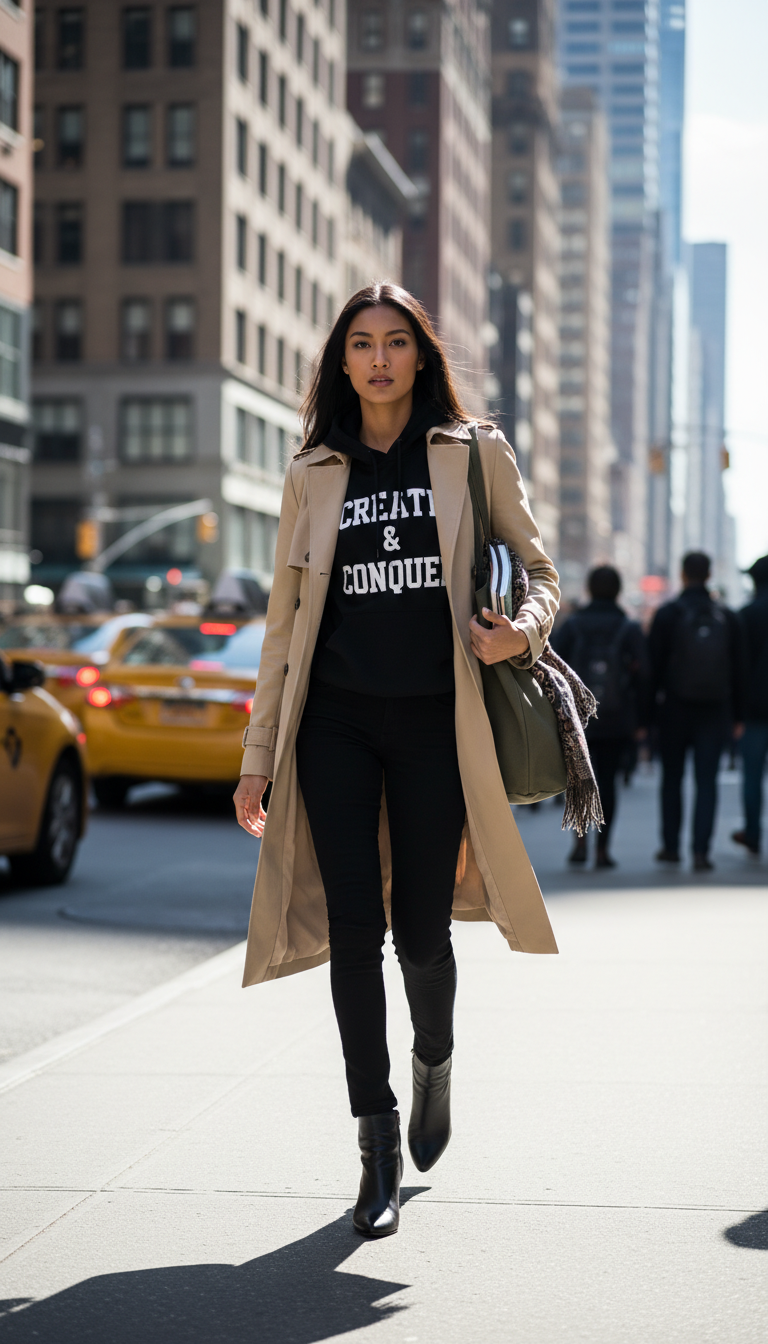 Graphic Hoodie & Trench Duo