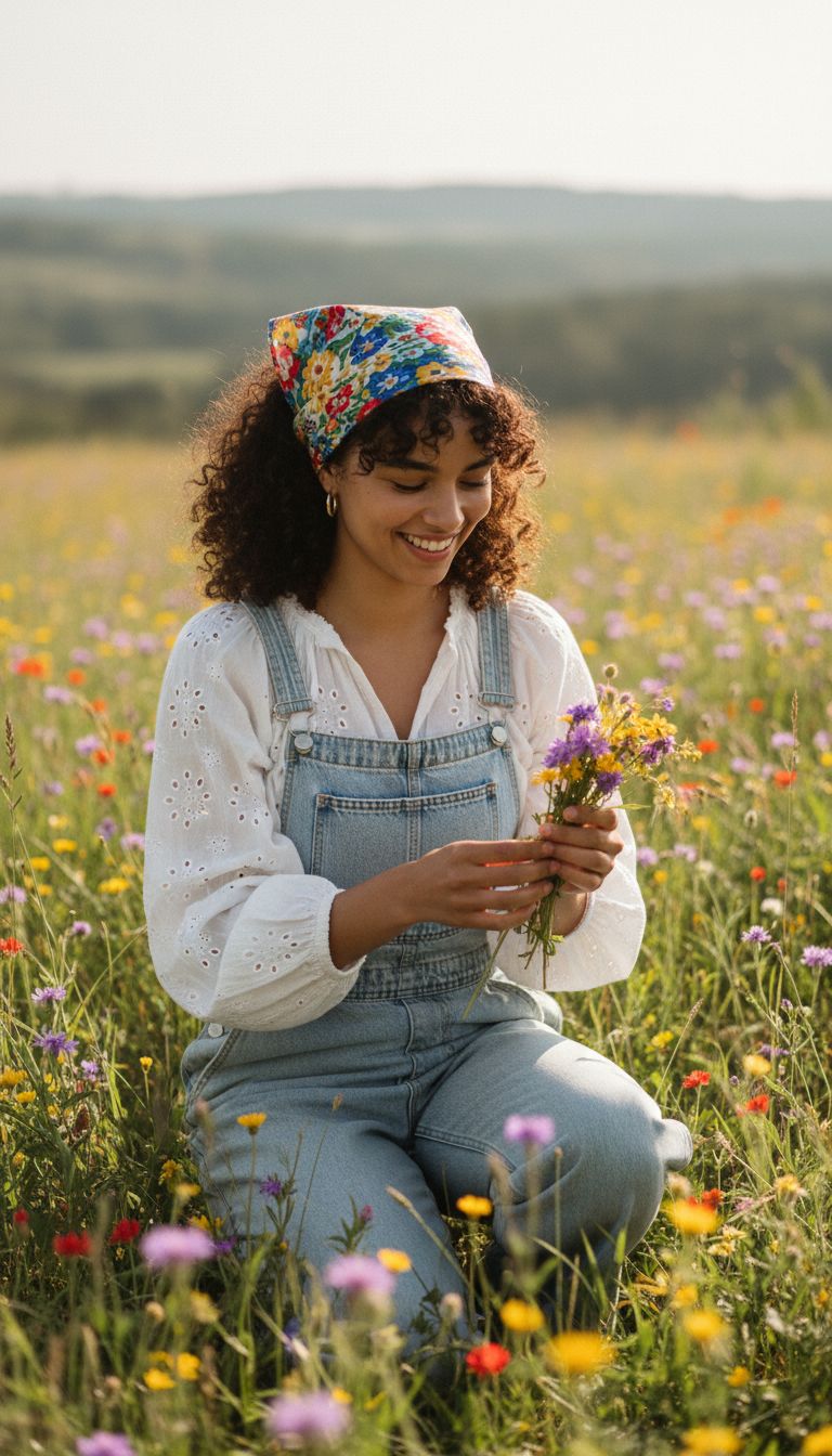 Overalls with a Peasant Blouse