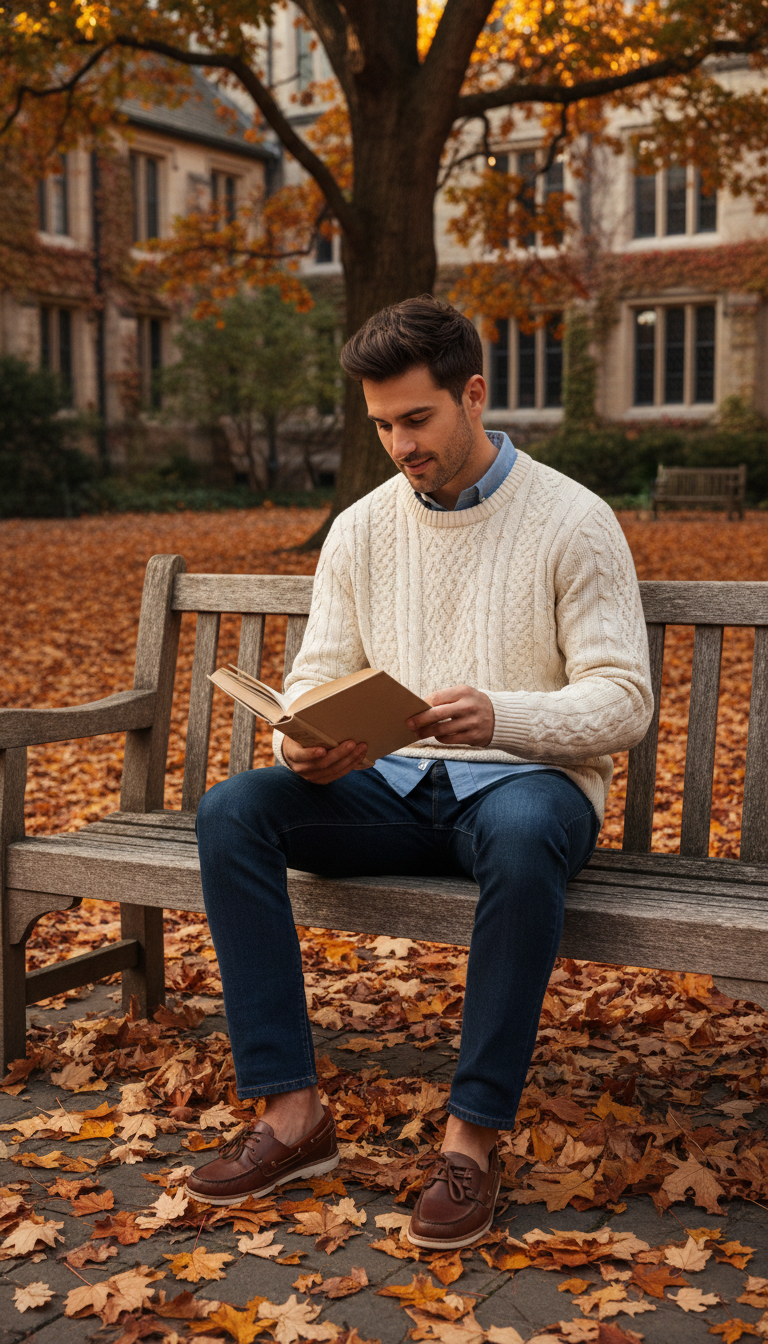 Cable-Knit Sweater & Oxford Shirt