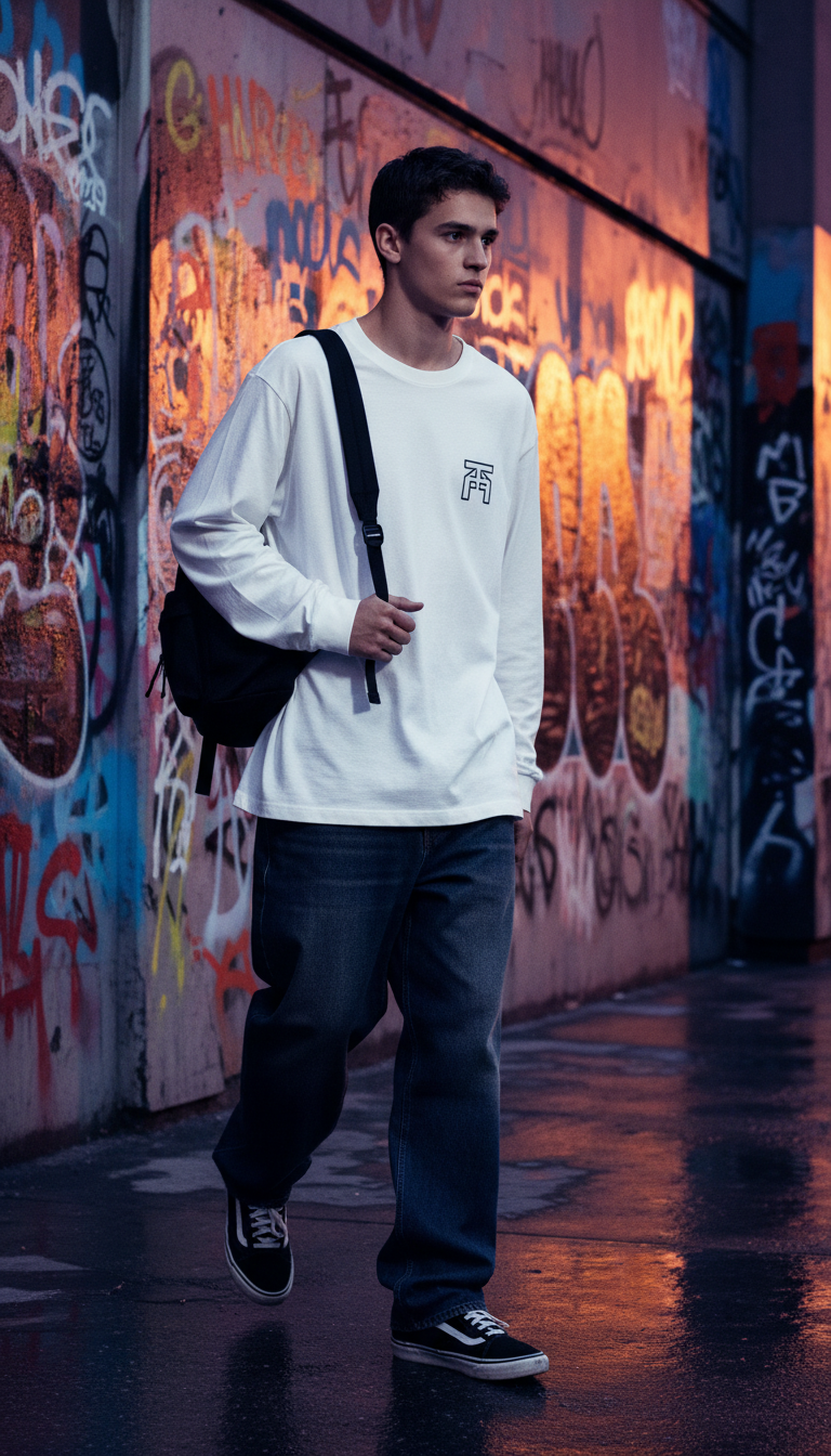 Relaxed Long-Sleeve & Baggy Jeans