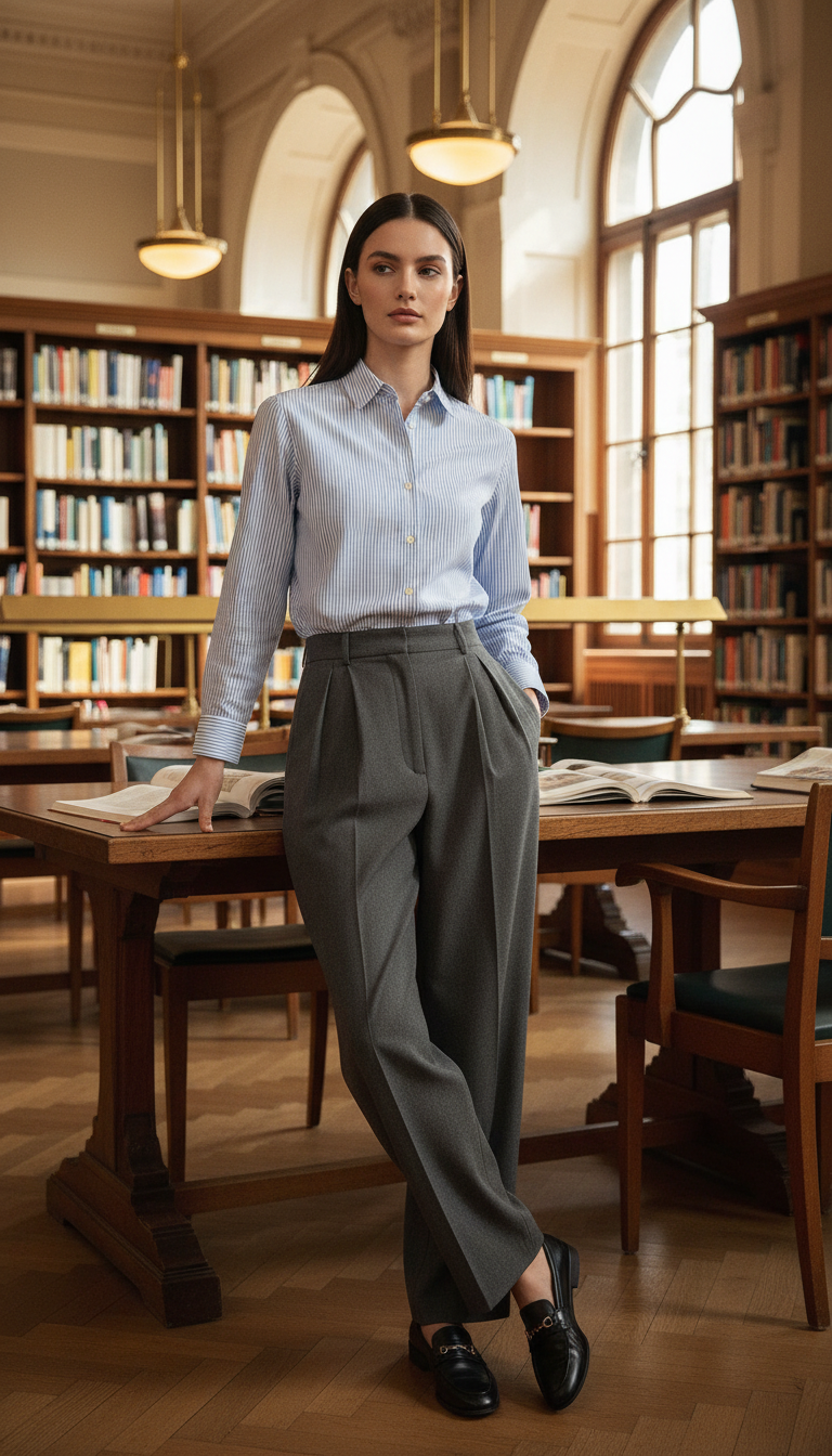 Button-Down Shirt & Pleated Trousers