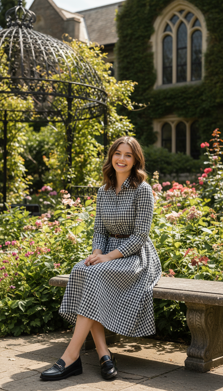Gingham Dress & Loafers