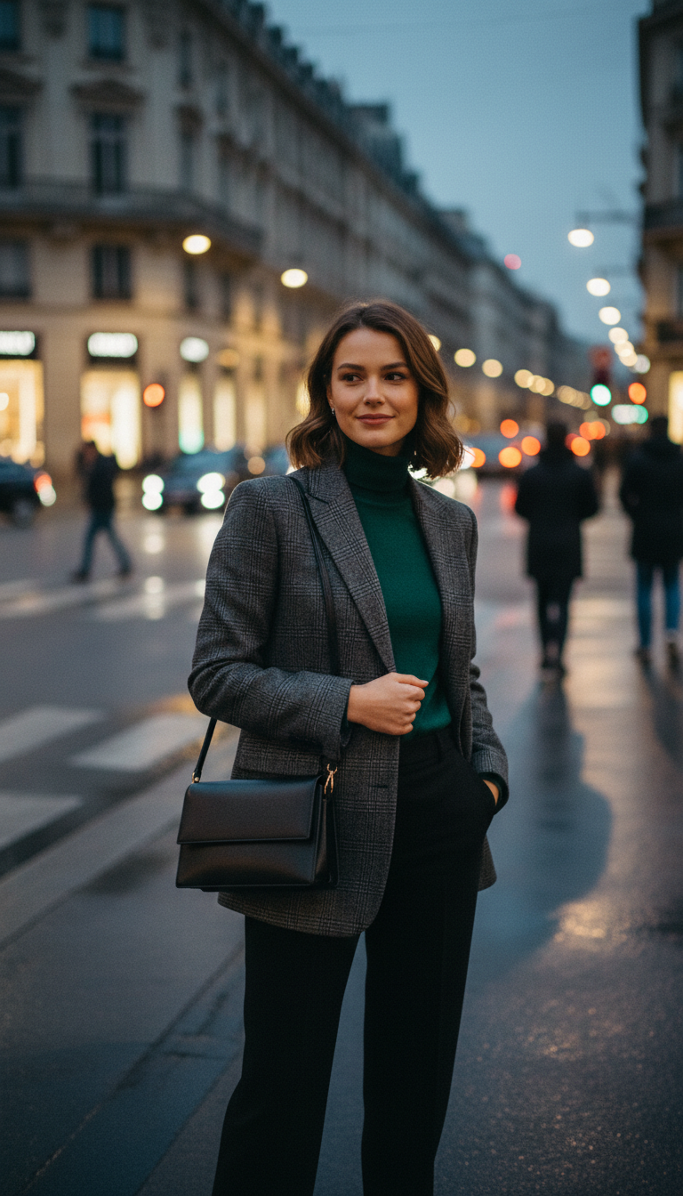 Tailored Blazer & Cashmere Turtleneck