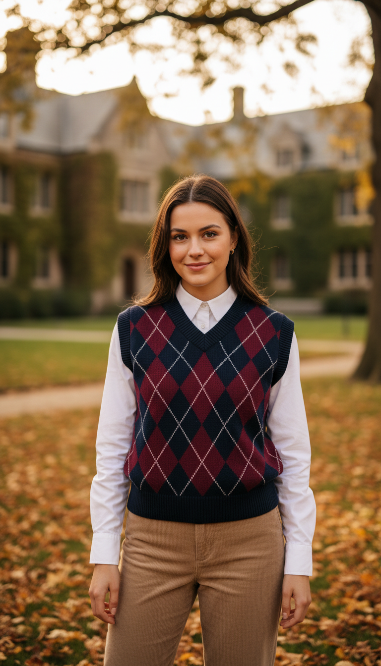 Argyle Sweater Vest Layering