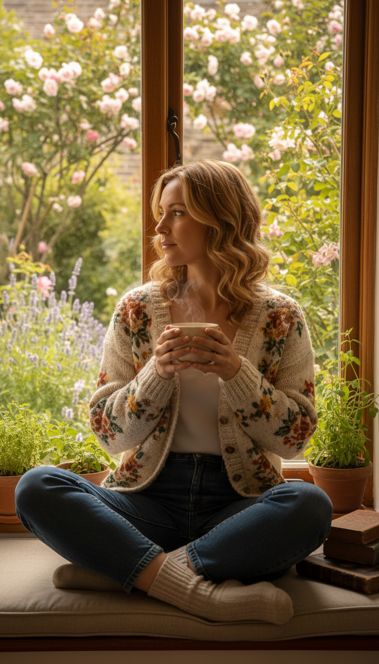 Embroidered Cardigan Ensemble